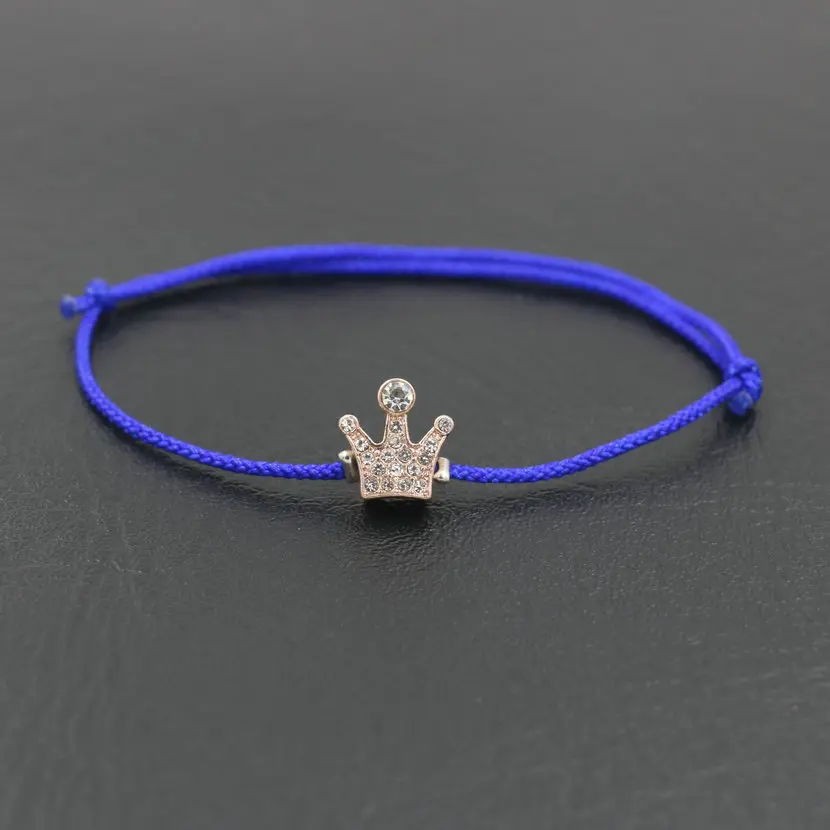 Прекрасный Корона из розового золота браслет для женщин тонкая красная нить