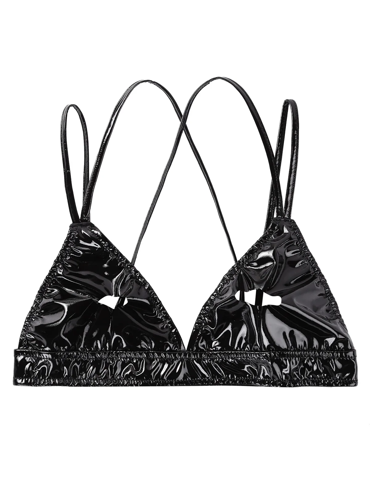 Iiniim, женское нижнее белье, модное, Wetlook, из искусственной кожи, треугольные, открытые чашечки, с дырками, для сосков, для Сисси, с вырезами, с перекрестными ремешками, бюстгальтер, Топ