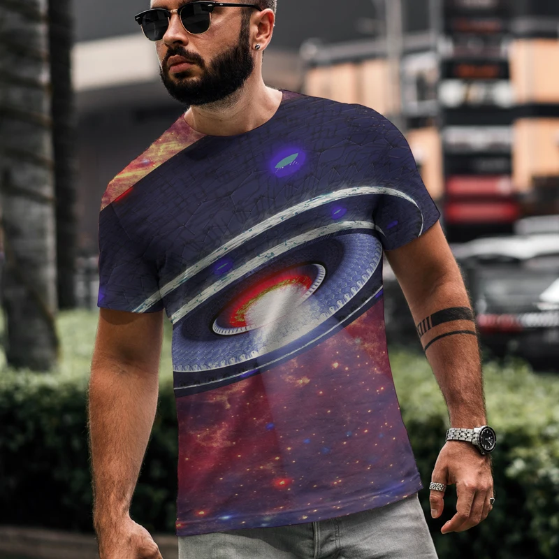 

2021 New Ufo Summer 3d T-shirt Printed Short Sleeved Top Men Round Neck T -shirt Women Men 3d Harajuku T Shirt