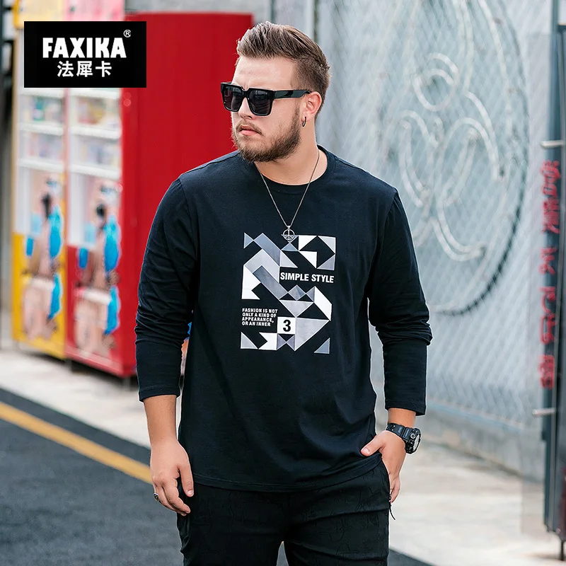 FAXIKA Popular logo big yards han edition tide handsome men's autumn increase printing men long sleeve T-shirt coat | Мужская одежда