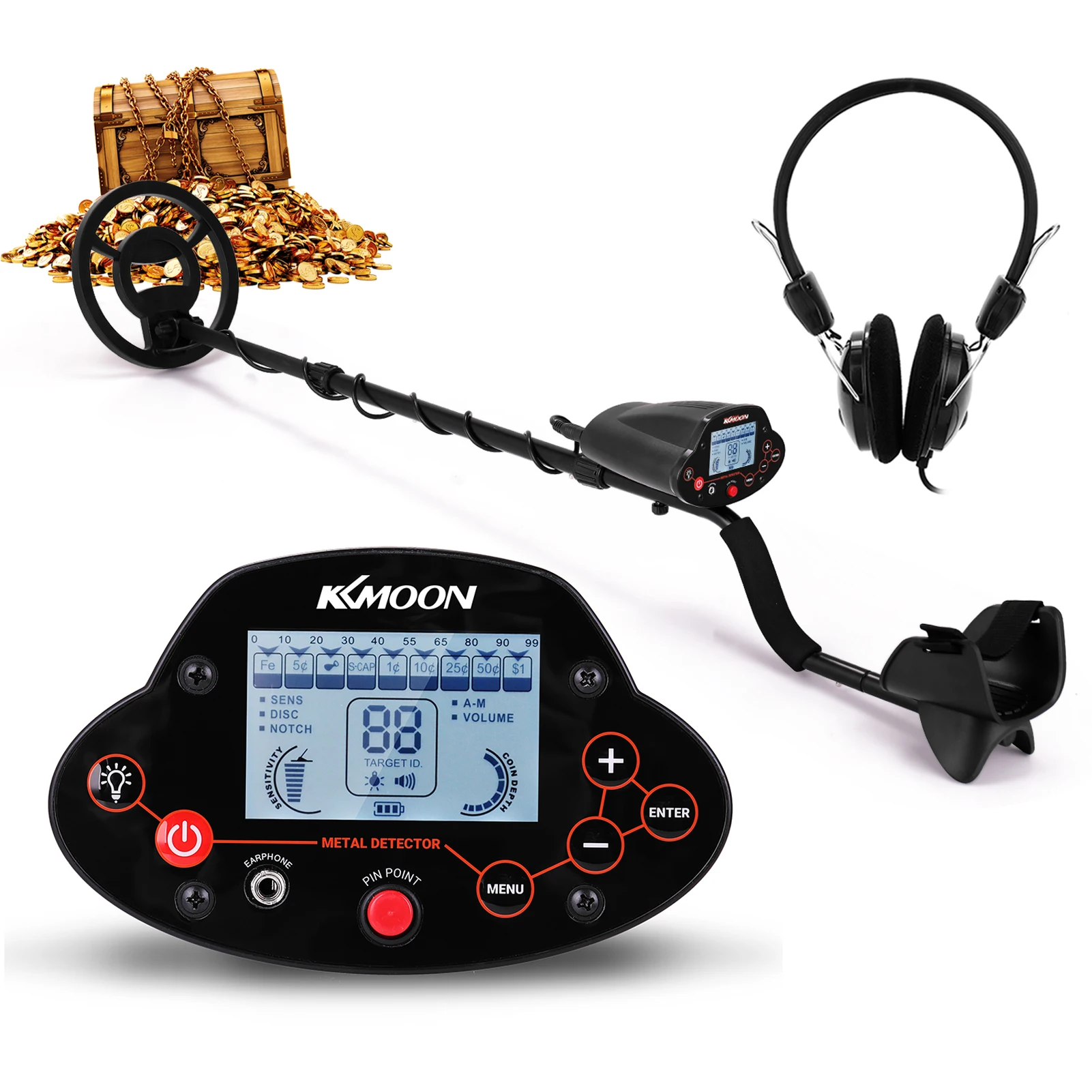 

KKmoon MD-5040 8,7 дюймов Водонепроницаемый поисковая катушка цифровой Экран дисплея ручной Портативный металлоискатель легкий Установка