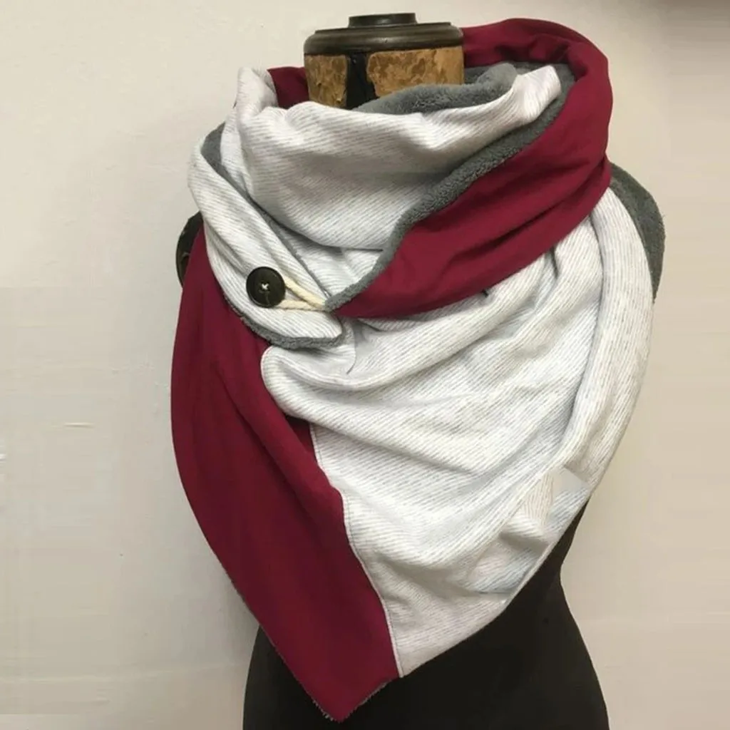

33-Styles Fashion Women Scarf Shawls Cozy Soft Wraps Double-Color Dot-Prints Winter Warm Windproof Scarves Metal Button Bufanda