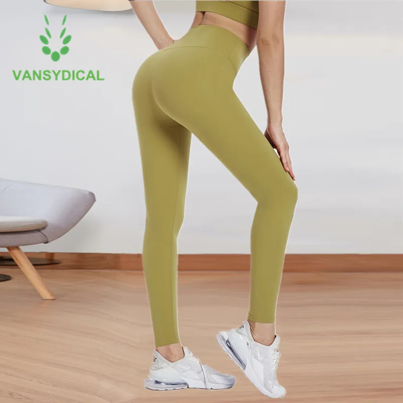 

Vansydical Women Yoga Pants High-waist Stretchy Gym Running Tights Hips Push Up Fitness Training Workout Sports Leggings Nylon
