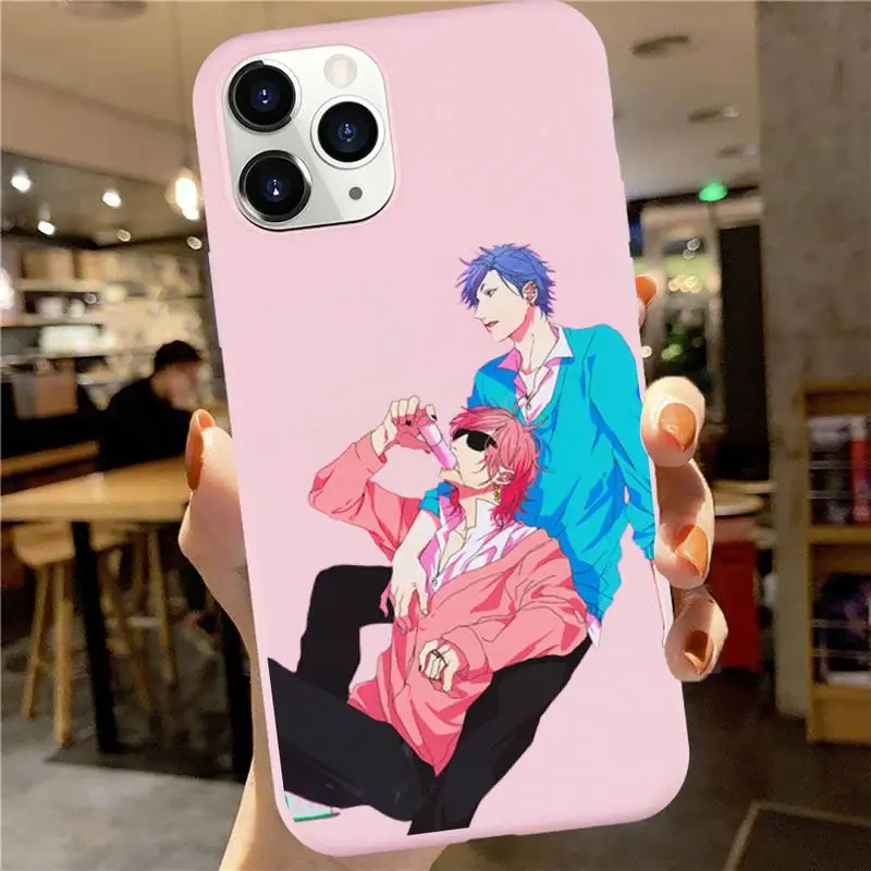 

Yarichin bitch Club Anime Phone Case Pink Candy Color for iPhone 6 7 8 11 12 s mini pro X XS XR MAX Plus
