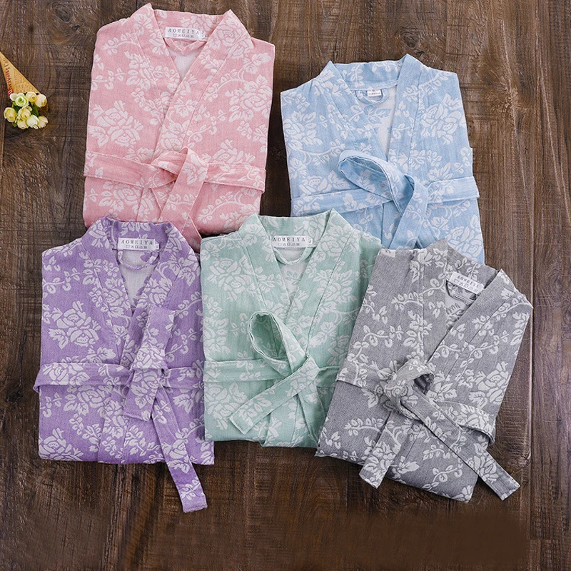 100% хлопок двойная Дека искусственная кожа Сексуальный банный халат женская