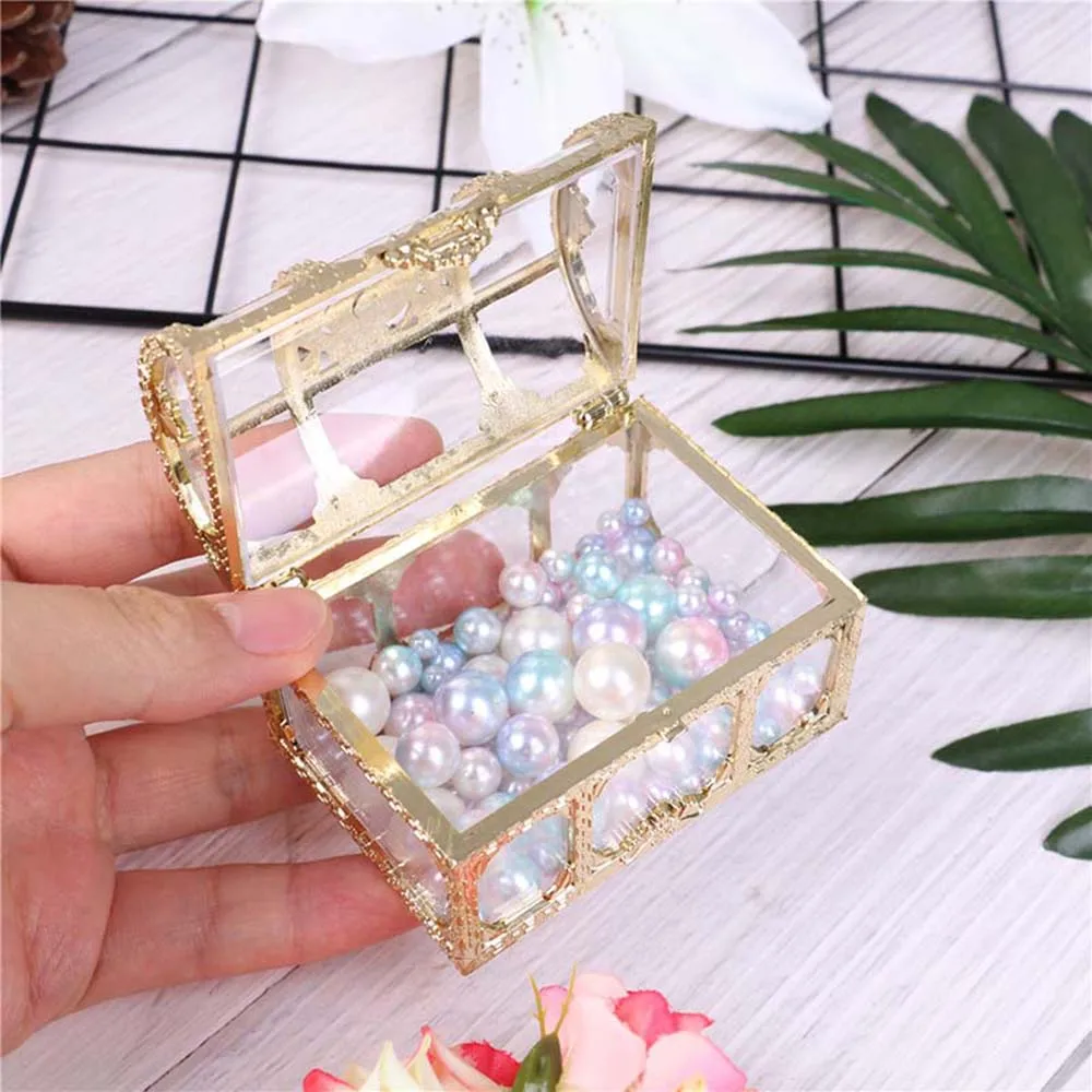 1PC gold 7.4X5cm Коробка для конфет прозрачная корона мини пластиковая коробка Рождество Свадьба творческий день рождения украшения поставки подарок для детей 3 цвета - Цвет: 1PC gold 7.4X5cm