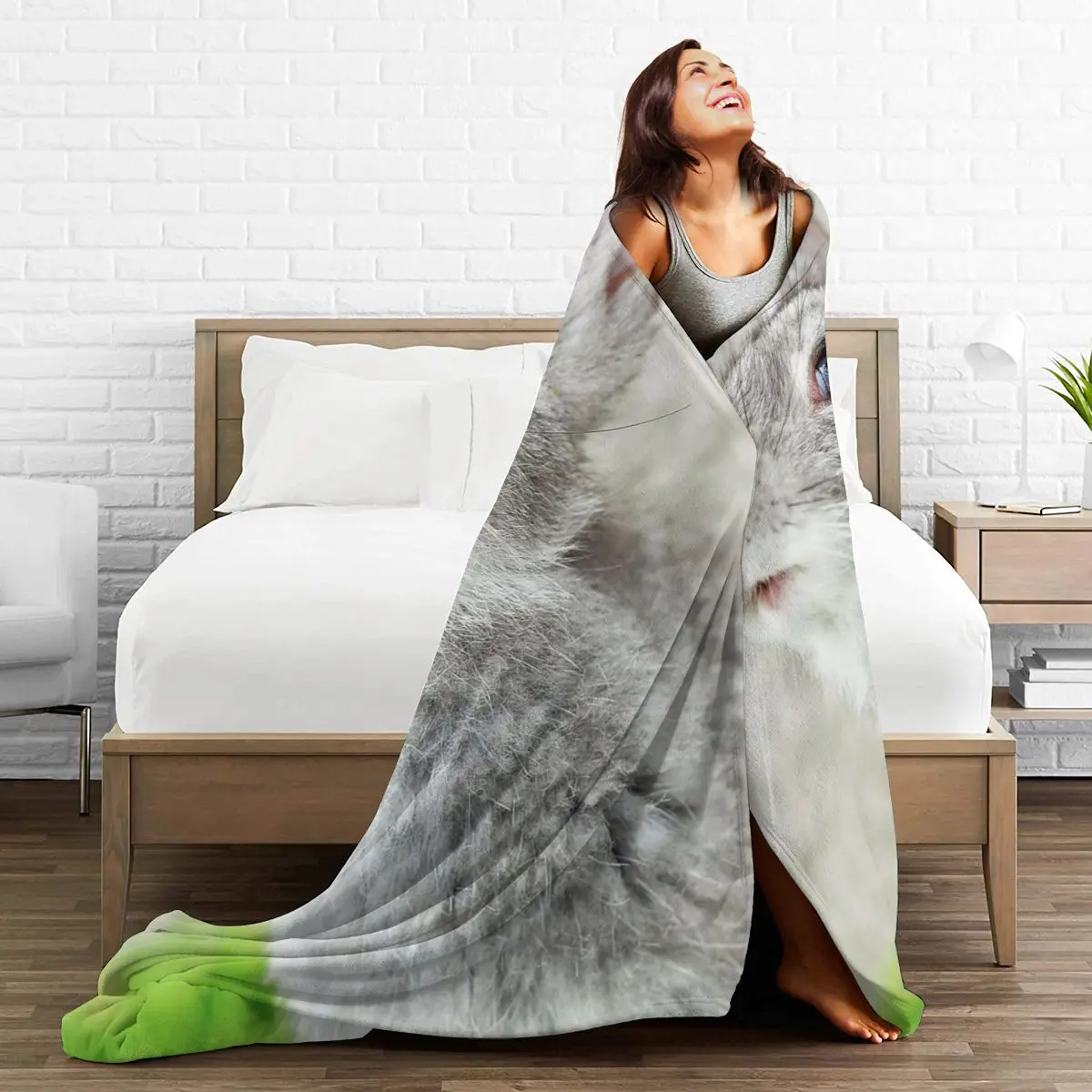 

Fashion animal Rabbit 3D printing printed blanket bedspread blanket retro bedding square picnic wool soft blanket Quick Dry