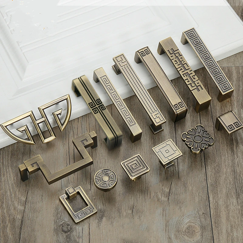 Винтажная антикварная ручка шкаф для шкафа зеленая бронзовая из цинкового