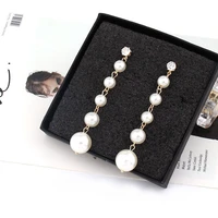 elegant long tassel pearl earrings for women girls classic simulated pearls tassel dangle earring fashion jewelry brincos gifts