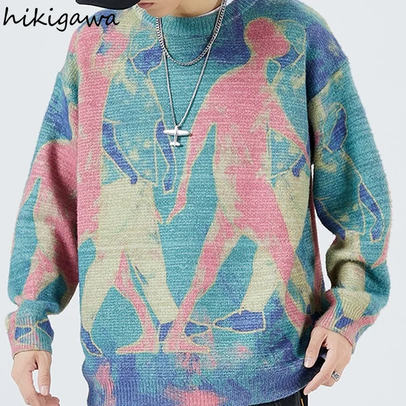 

Пуловер женский трикотажный оверсайз с круглым вырезом, осень 2021