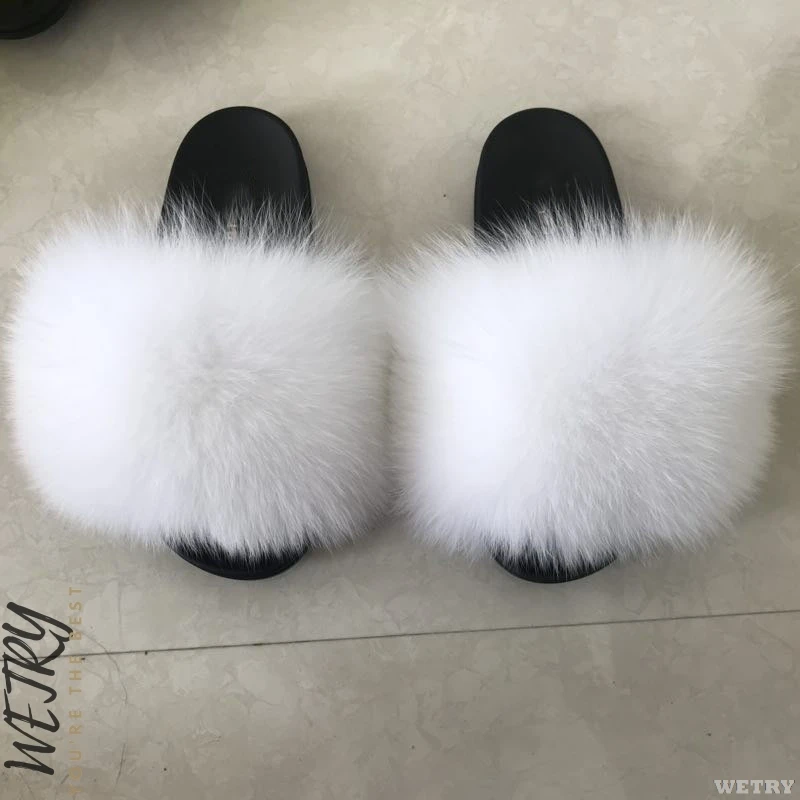 2019 женские меховые тапочки милые плюшевые пушистые с лисьим мехом зимние теплые