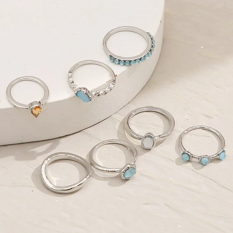 

Fashion Inlaid Rhinestone Index Finger Ring Set Simple Jewelry Accessories