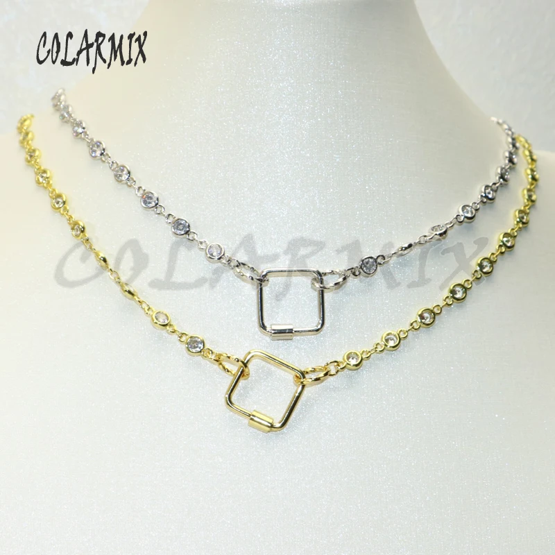 

5pcs Zircon necklace square chain necklace bolt charm necklace retention quality fashion accessories for women 50642