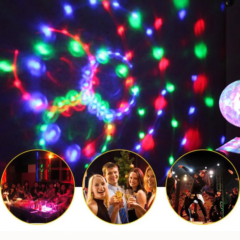 

LED 6W Rotating Bulb Light Two-way Screw Festival Light with Double Head Magic Ball Stage Light Rotating Double Head Stage Light
