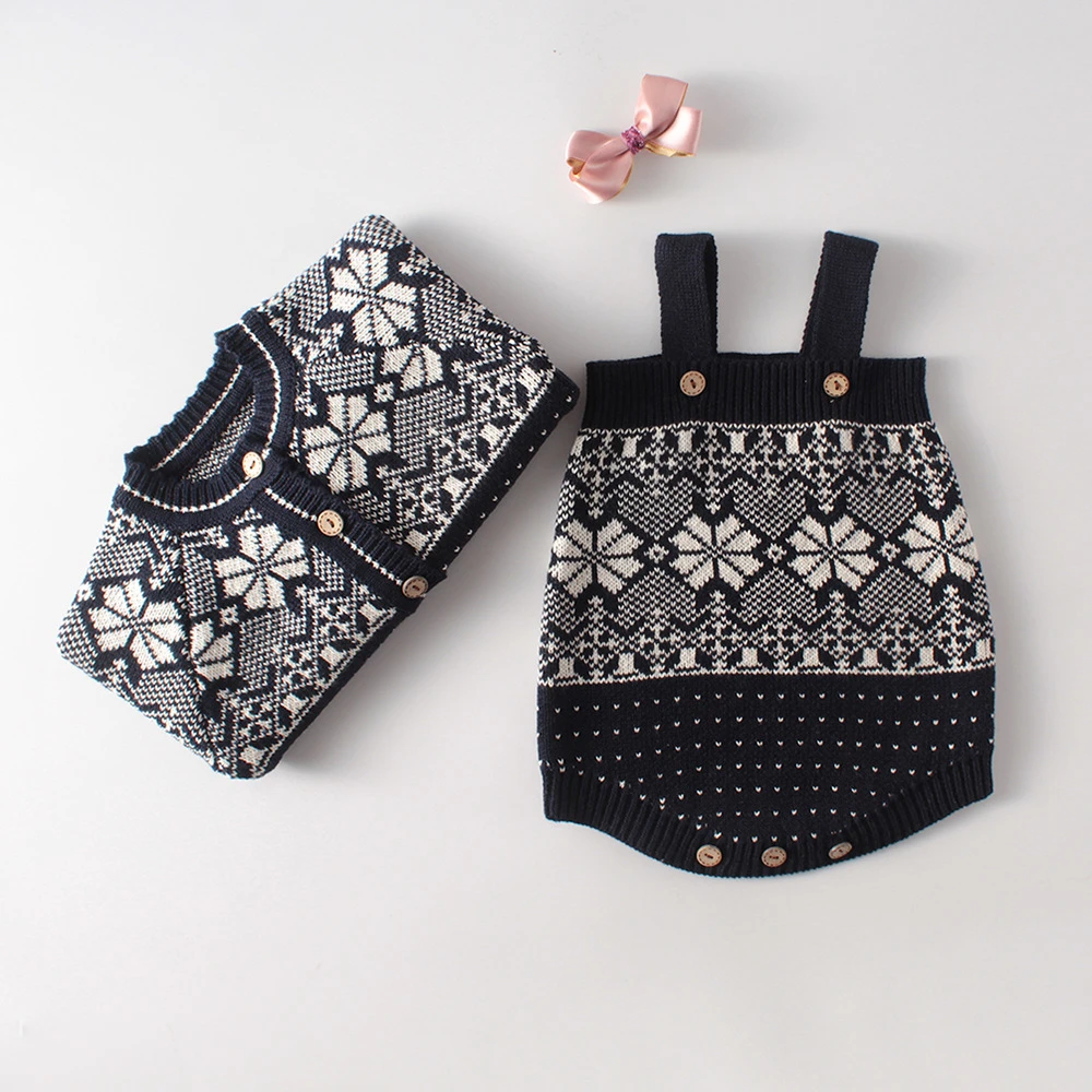 

Koodykids Baby Girl Spring Romper Set Knitted Coat Jumpersuits Set Baby Boy Clothes Knitting Romper Coat Red Set Autumn Clothes