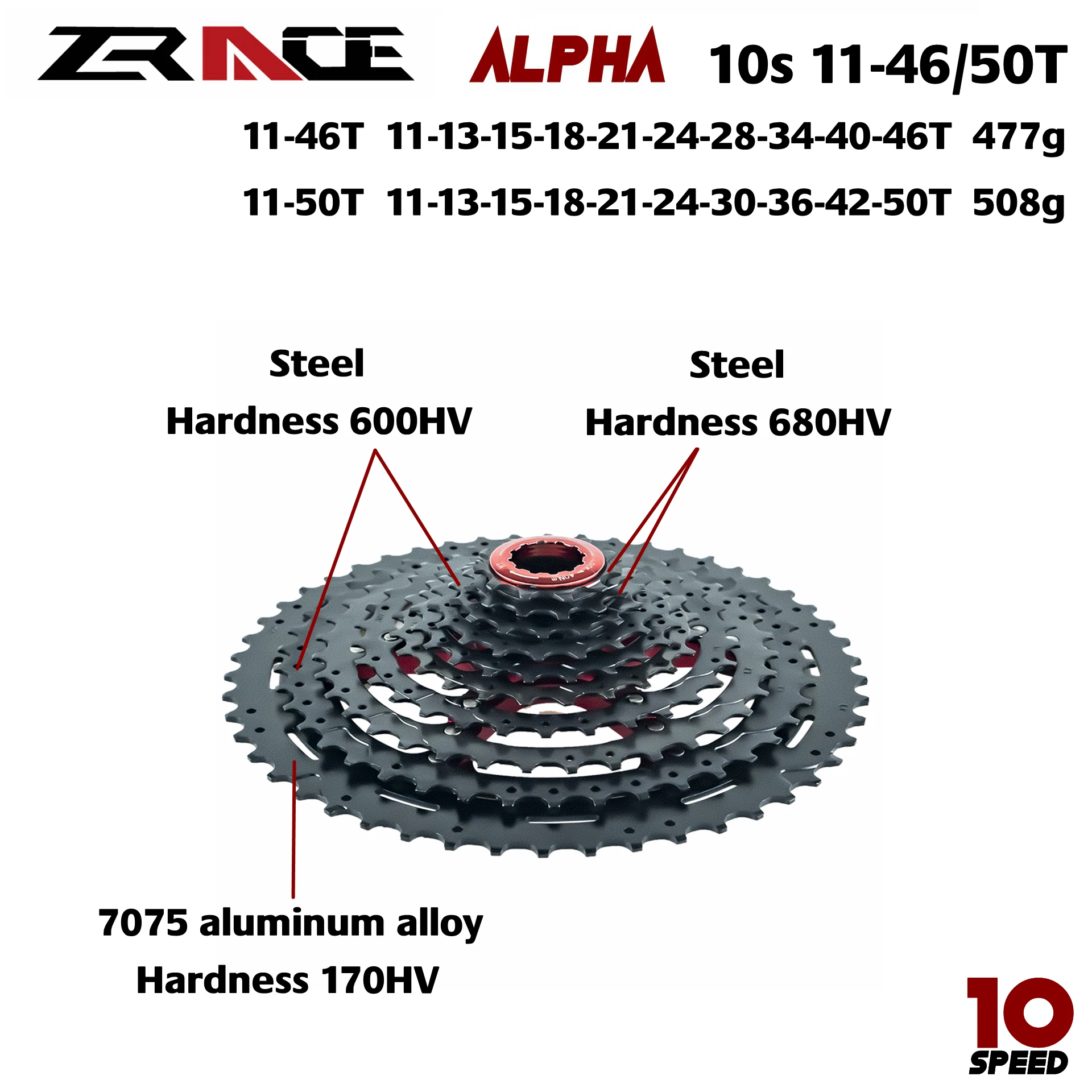 Легкая кассета ZRACE Alpha 10 s скоростей свободное колесо для горного велосипеда 11-46T/50T
