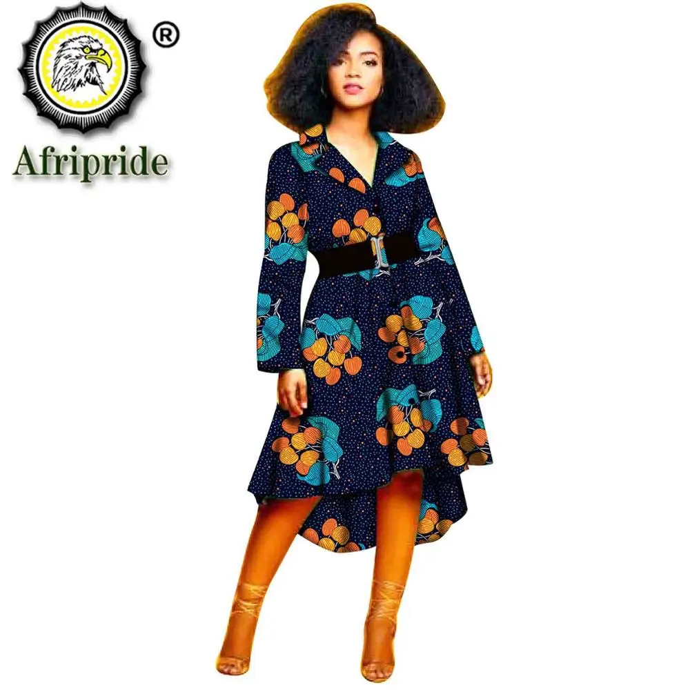 Новое поступление 2019 женское платье Dashikiage с поясом Африканский принт