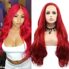 Парик женский синтетический для косплея, многослойный и темный, с кудрявыми волосами красного и черного цвета, волнистый, без клея, для косплея