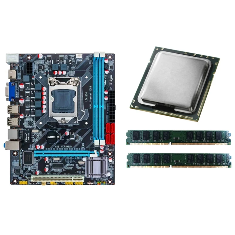 Новейший комплект материнской платы HM55 основной процессор Core i5 i7 LGA 1156 2x DDR3 16 ГБ