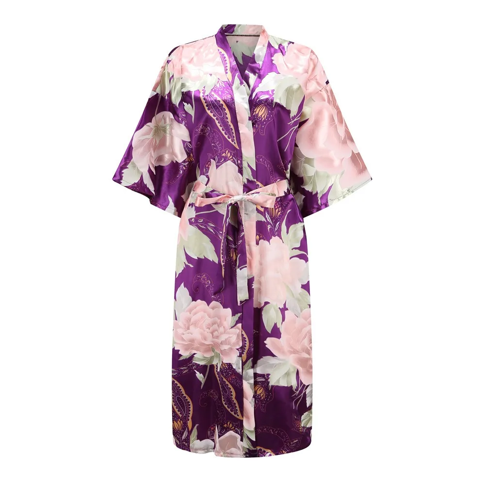 Сексуальный серый женский летний Повседневный Халат длинный халат Женская