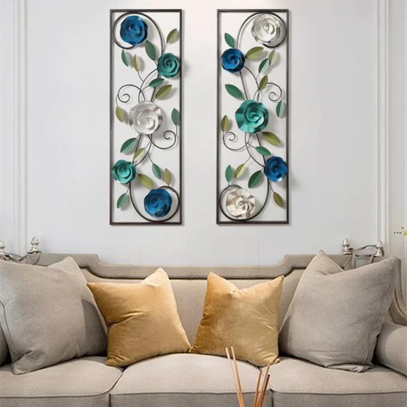 

American Style 3D Flowers Wrought Iron Wall Hanging Crafts Decoration Home Hotel Wall Sticker Metal Mural Ornaments Art R3315