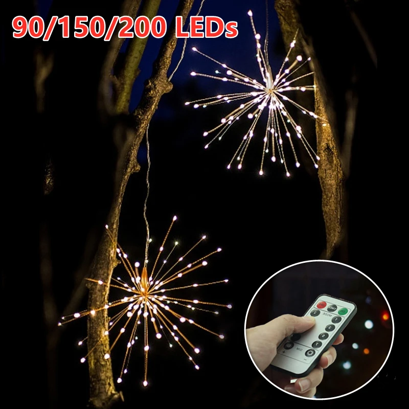 90/150/200 LEDs Lights 8-Function Waterproof Firework String Light Garden Christma Wedding Party Decoration String Light