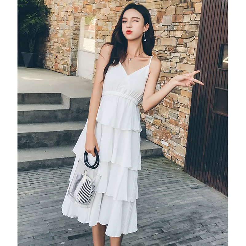 Женский Длинный пляжный сарафан в горошек красное повседневное винтажное платье