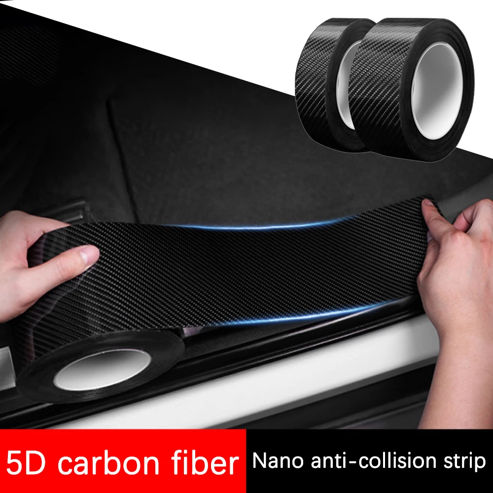 

5/3M 3D Carbon Fiber Car Sticker DIY Paste Protector Strip Auto Door Sill Side Mirror Anti Scratch Tape Waterproof Protect Film