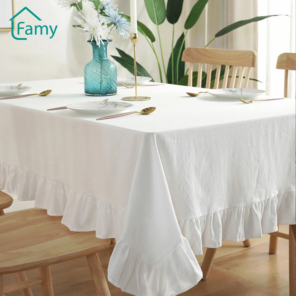 

White European Table Cloth Cotton Folds Lotus Tablecloth Hotel Wedding Home Cofee Table Decor Coat Manteles De Mesa Rectangular