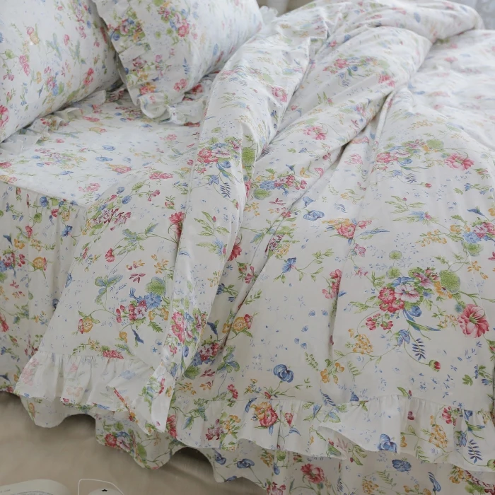 Хлопковый комплект постельного белья твил цветочный принт Одноместный лист