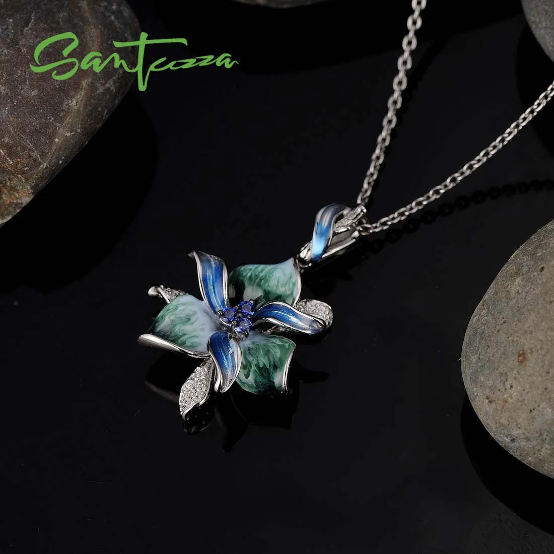 SANTUZZA, женские ожерелья, подвески, 925 пробы, серебро, люкс класс, для женщин, драгоценный камень, хорошее ювелирное изделие