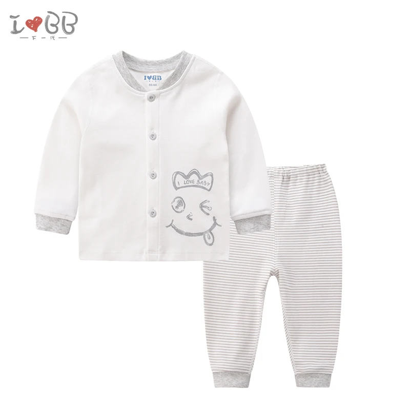 Fully open Baby Pajama Sets Uisex Sleepwear Robe Soft Cotton Cartoon Top Pants - Цвет: Fully open