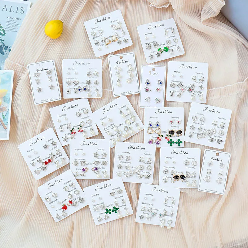 Серьги гвоздики для женщин в виде листа геометрической формы сердце фрукты