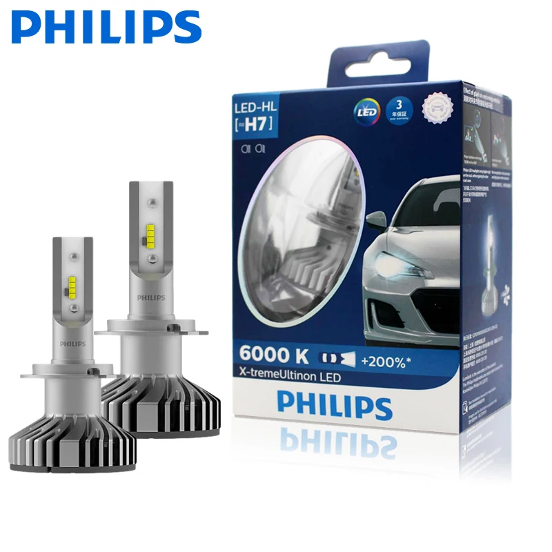Philips 12 V H4 H7 H11 HB3 HB4 H1R2 9005 9006 9012 6000 K + 200% более яркие фары H8 H16 противотуманная