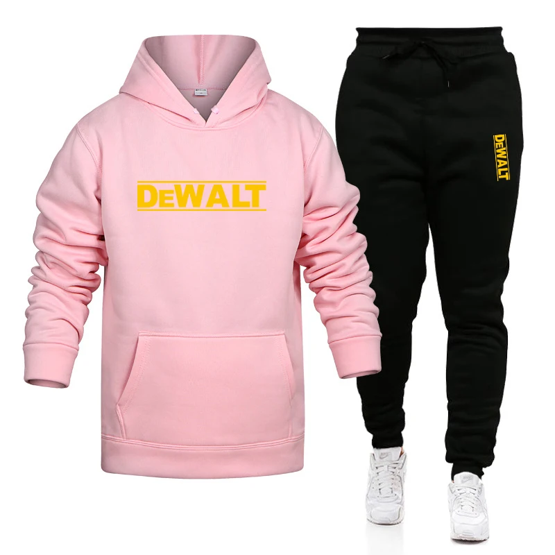 

2-piece men's hooded fall accent hot selling hip hop DeWalt Sweatshirt fashion casual track and field wear men's coat
