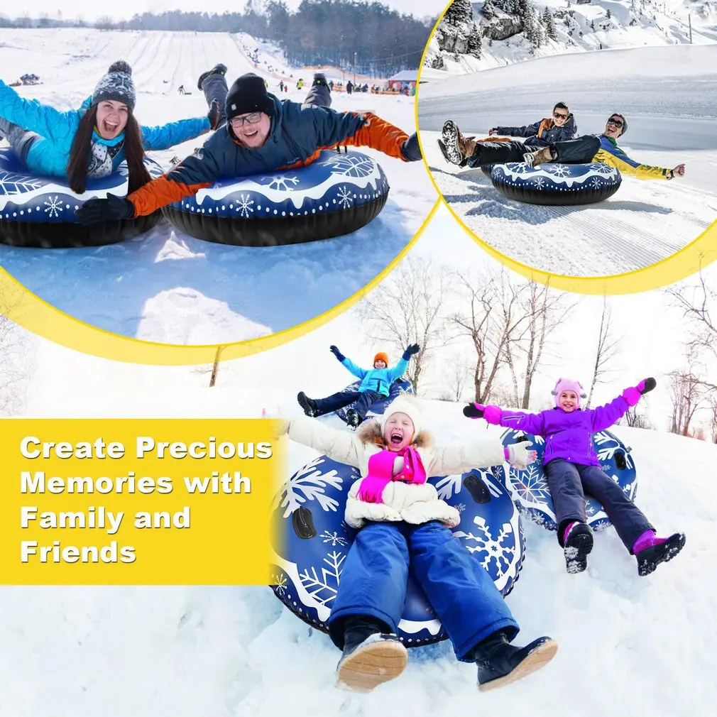 

Inflatable Snow Sled With Handle Environmentally Friendly Thickened Cold Resistant Ski Circle Inflator Valve Snow Tube