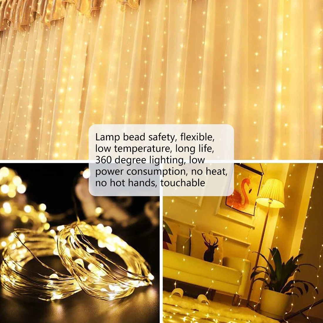 

3M LED String Lights Christmas Decoration Remote Control USB Wedding Garland Curtain Lamp Holiday For Bedroom Bulb Outdoor Decor