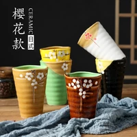 hand painted japanese ceramic cherry blossom cup family living room flower cup personality no handle mug creative thread cup