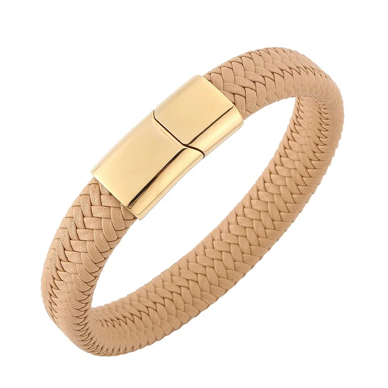 Панк мужские ювелирные изделия абрикосовый плетеный кожаный браслет 3 цвета