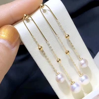 TWO ROW Exquisite New Popular 18K Yellow Gold Earrings Mountings Settings AU750 Jewelry Findings for Pearls