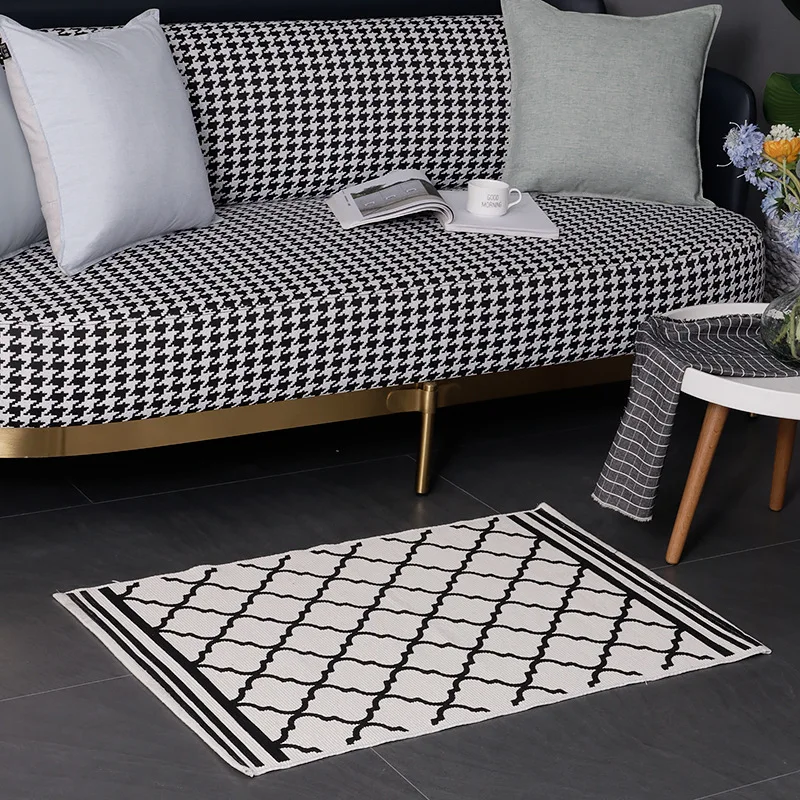 60X90cm скандинавские Геометрические черно-белые ковры для гостиной спальни