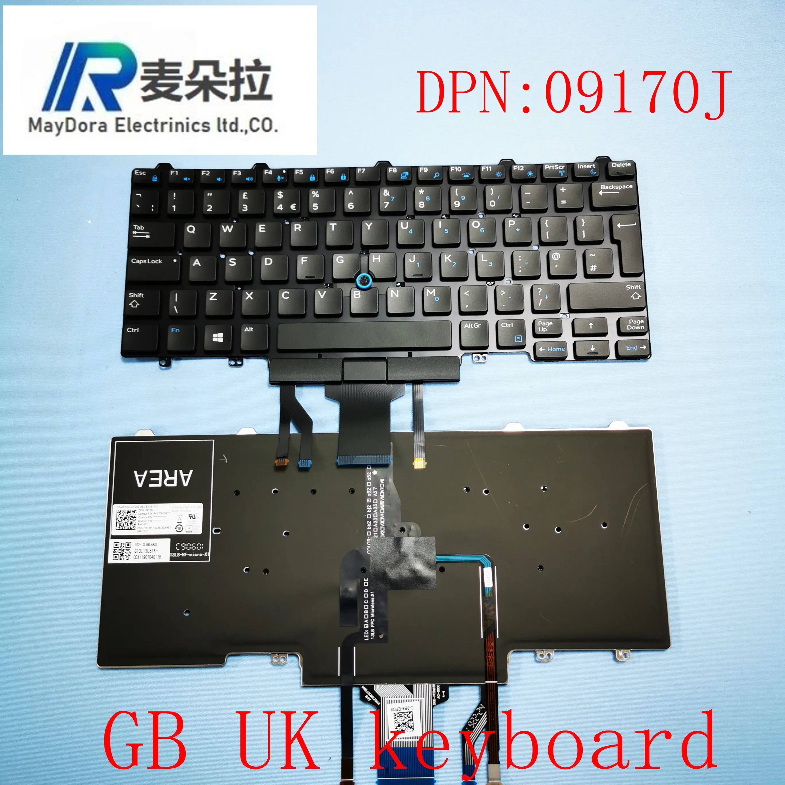 Клавиатура с подсветкой UK/GB для ноутбука DELL LATITUDE E5450 5470 5480 5490 E7450 7470 7480 7490 truckpoint 09170J