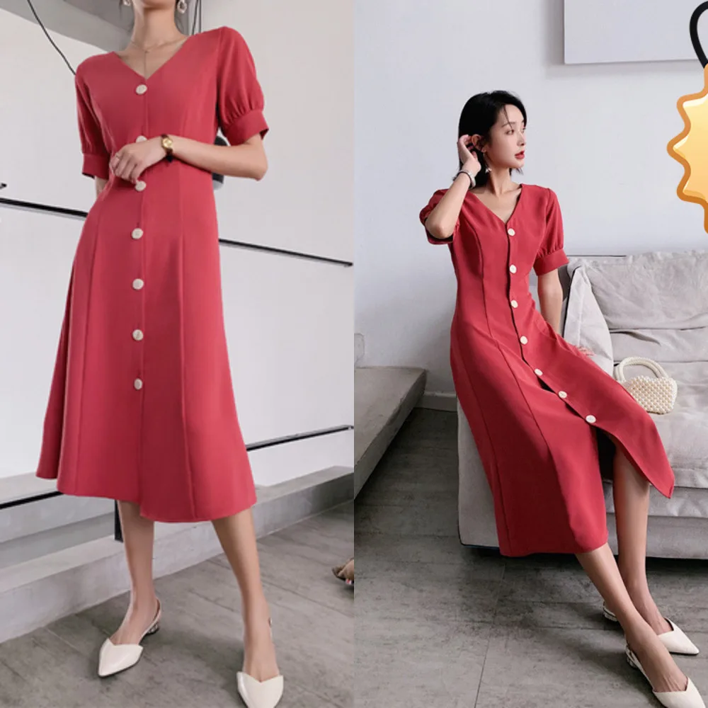 

Платье женское ТРАПЕЦИЕВИДНОЕ на пуговицах с завышенной талией