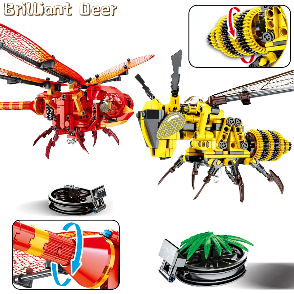 Распродажа имитация насекомых пчелы бабочки строительные блоки совместимые с