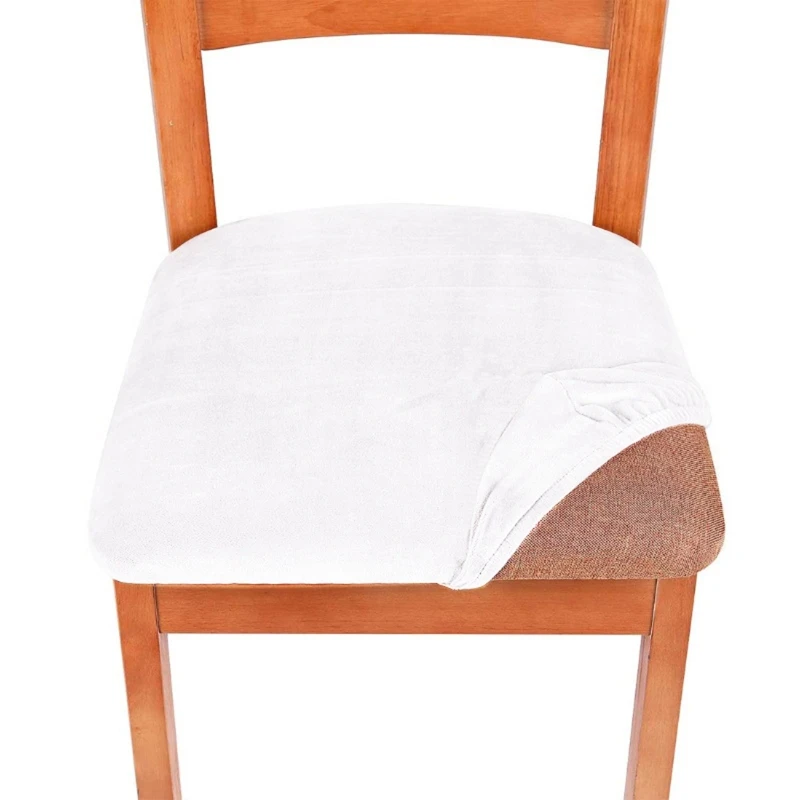 

Velvet Dining Chair Seat Covers Stretch Solid Color Cushion Slipcovers Protector