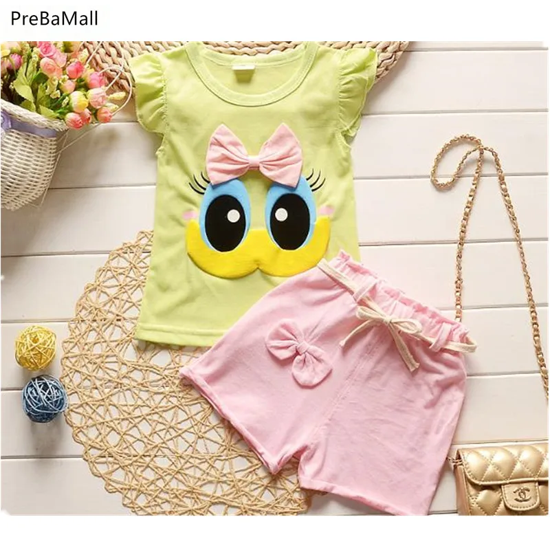 Комплекты одежды для девочек летняя детская хлопковая футболка + шорты комплект