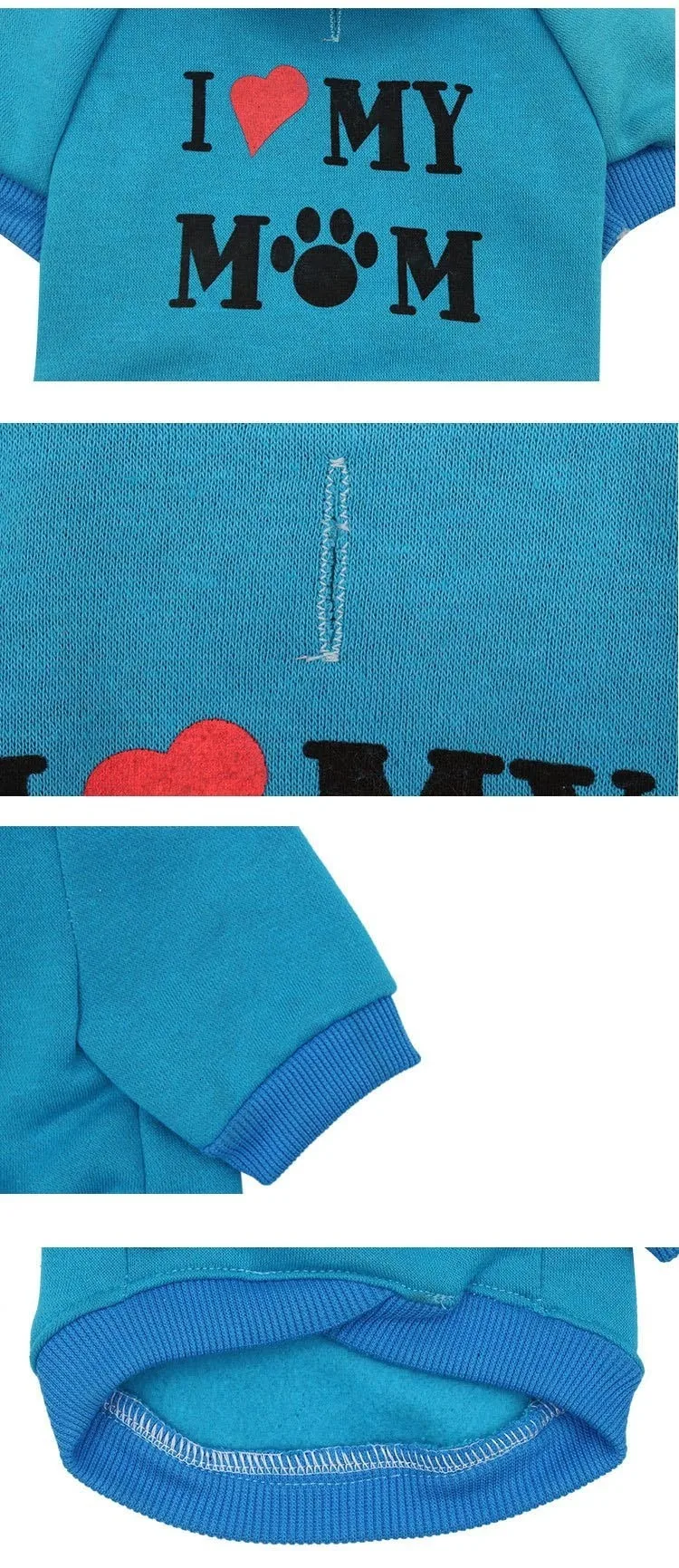 Pawstrip/XS-L Одежда для маленьких собак; худи для домашних собак с надписью «I Love Mom»; пальто с тонкой флисовой подкладкой; теплая одежда для щенков; зимняя куртка для собак
