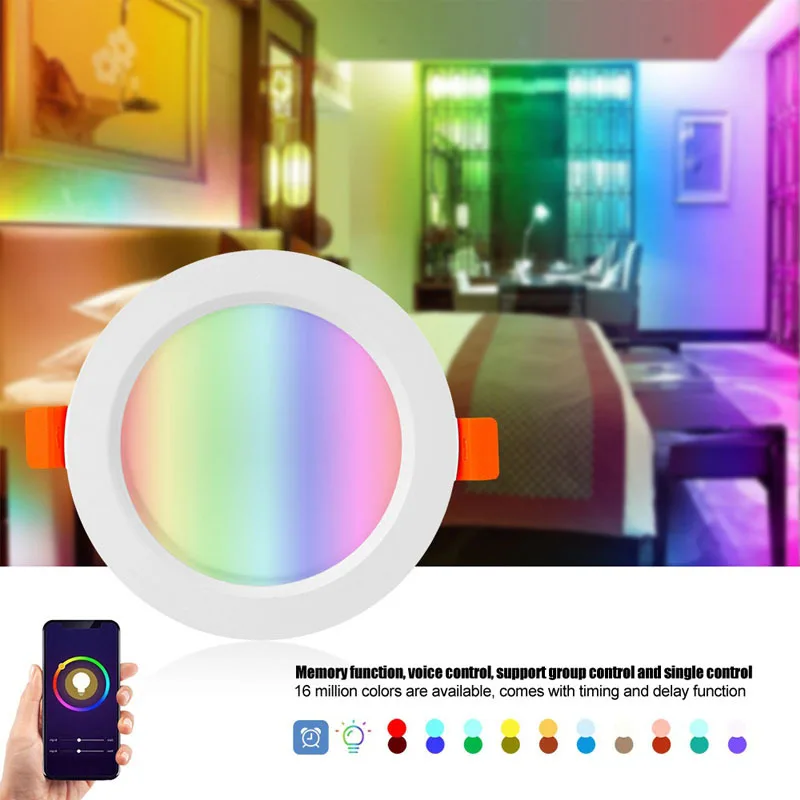 

LED Downlight WiFi Smart APP Dimming Round Spot Light 10W RGB+CW Color Changing Warm Cool light Work with Alexa Google Home