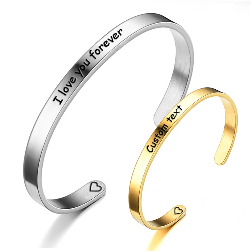 

Personalized Engraved Custom Name Stainless Steel Cuff Bracelet Jewelry Name Letters Custom Bracelet & Bangle For Women Couple