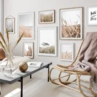 Настенная картина домик пшеницы, скандинавский Декор для гостиной, постеры и принты в виде листьев